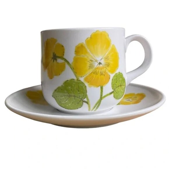 Vtg NORITAKE Japan "Flower Time" Pattern Cup and Saucer Yellow Floral China EUC - Picture 5 of 12